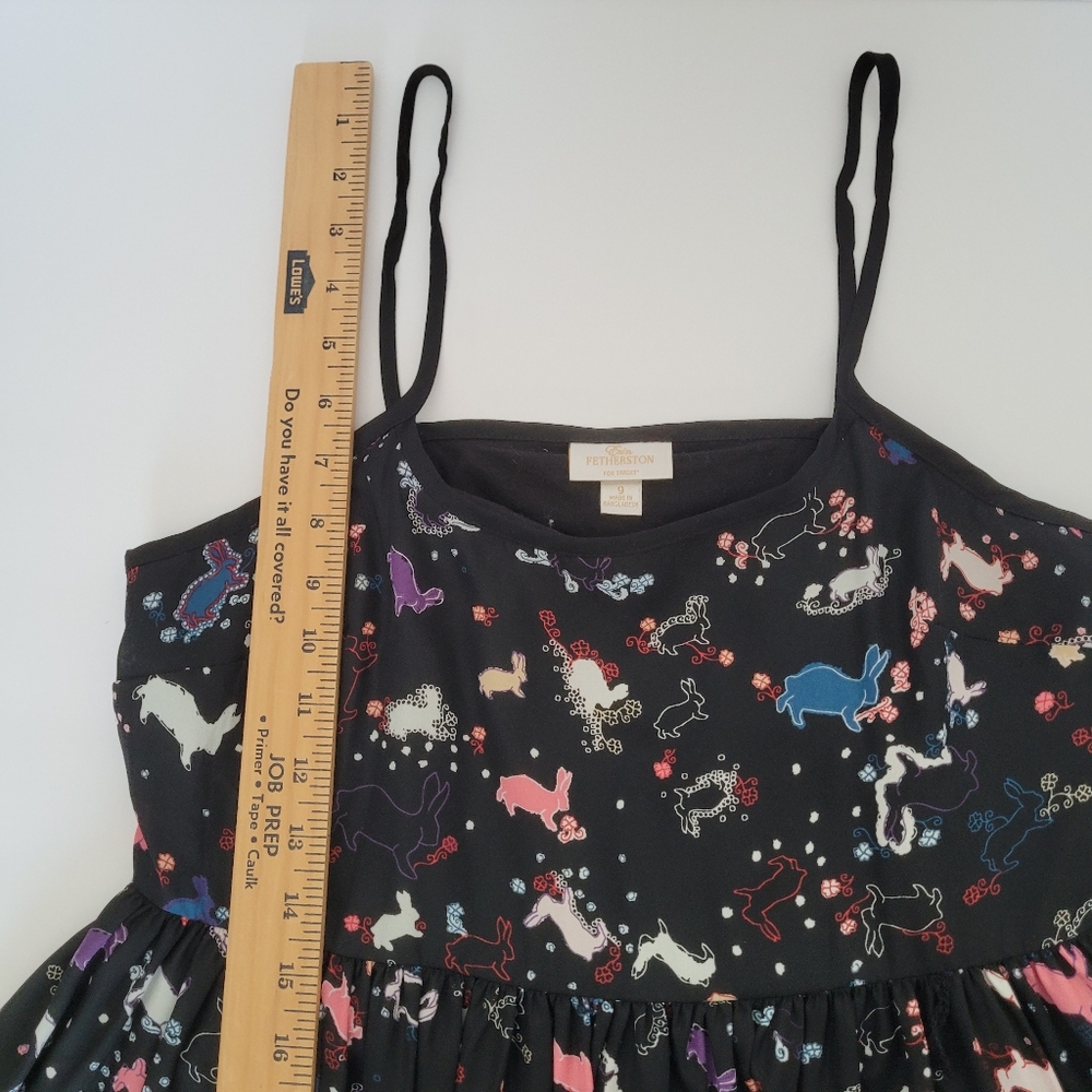 Erin Fetherston Target Slip Babydoll Dress Juniors 9 Black Novelty Flare Rabbit - Picture 5 of 13